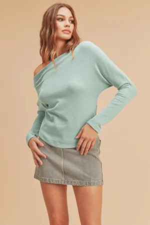 One Shoulder Long Sleeve Knit Top