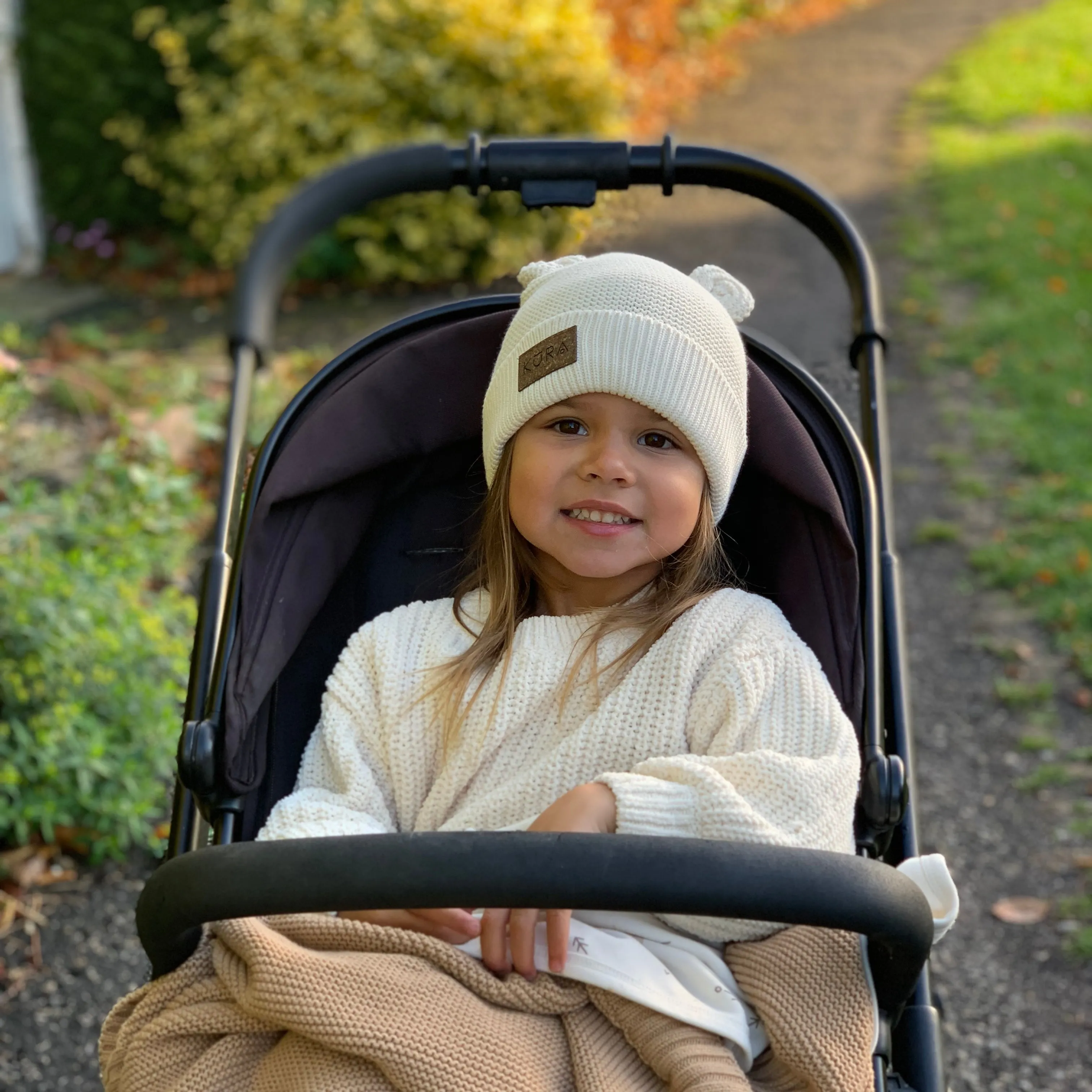Organic Beanie Hat in Chalk
