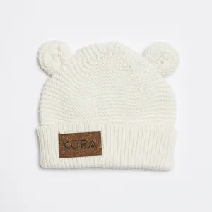 Organic Beanie Hat in Chalk