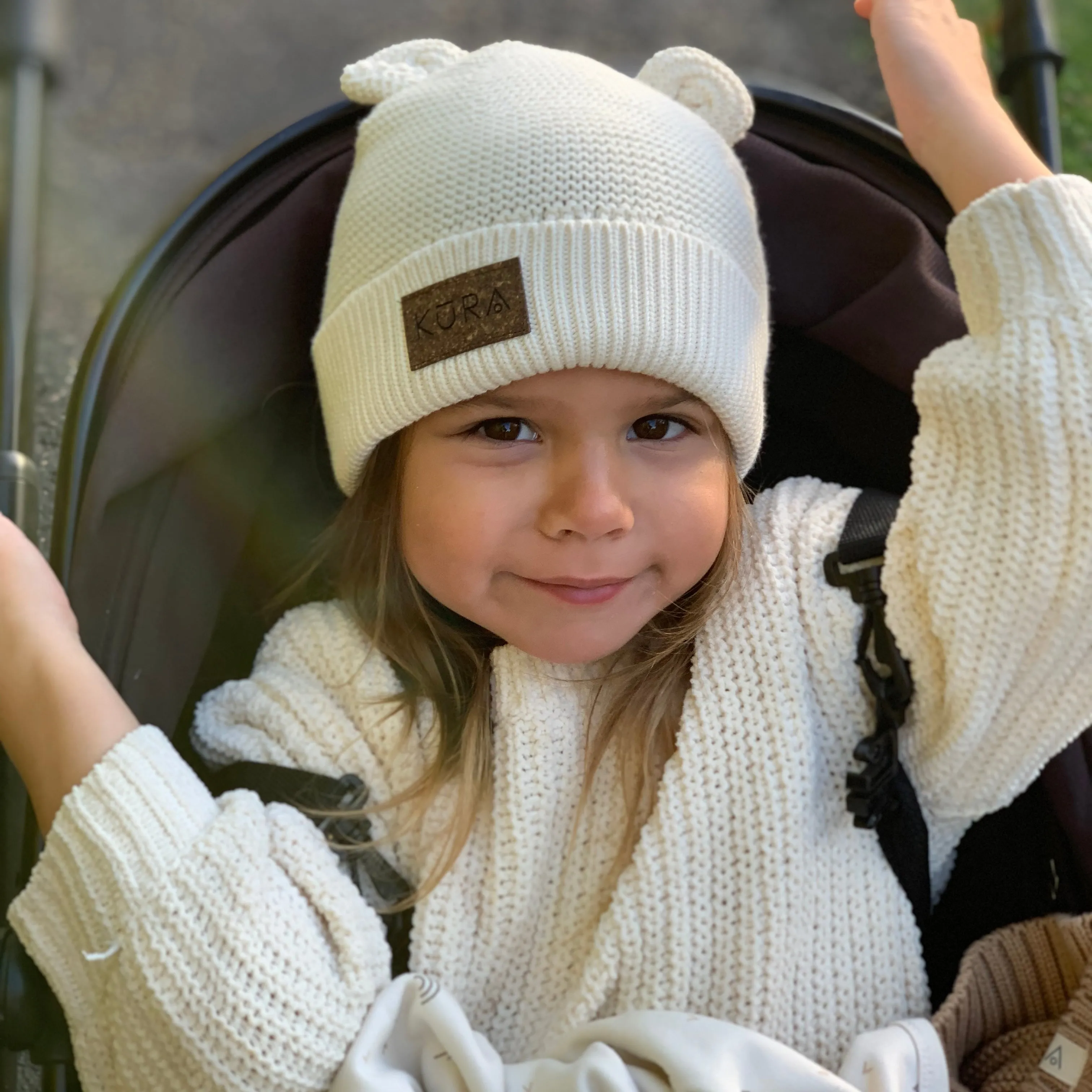 Organic Beanie Hat in Chalk