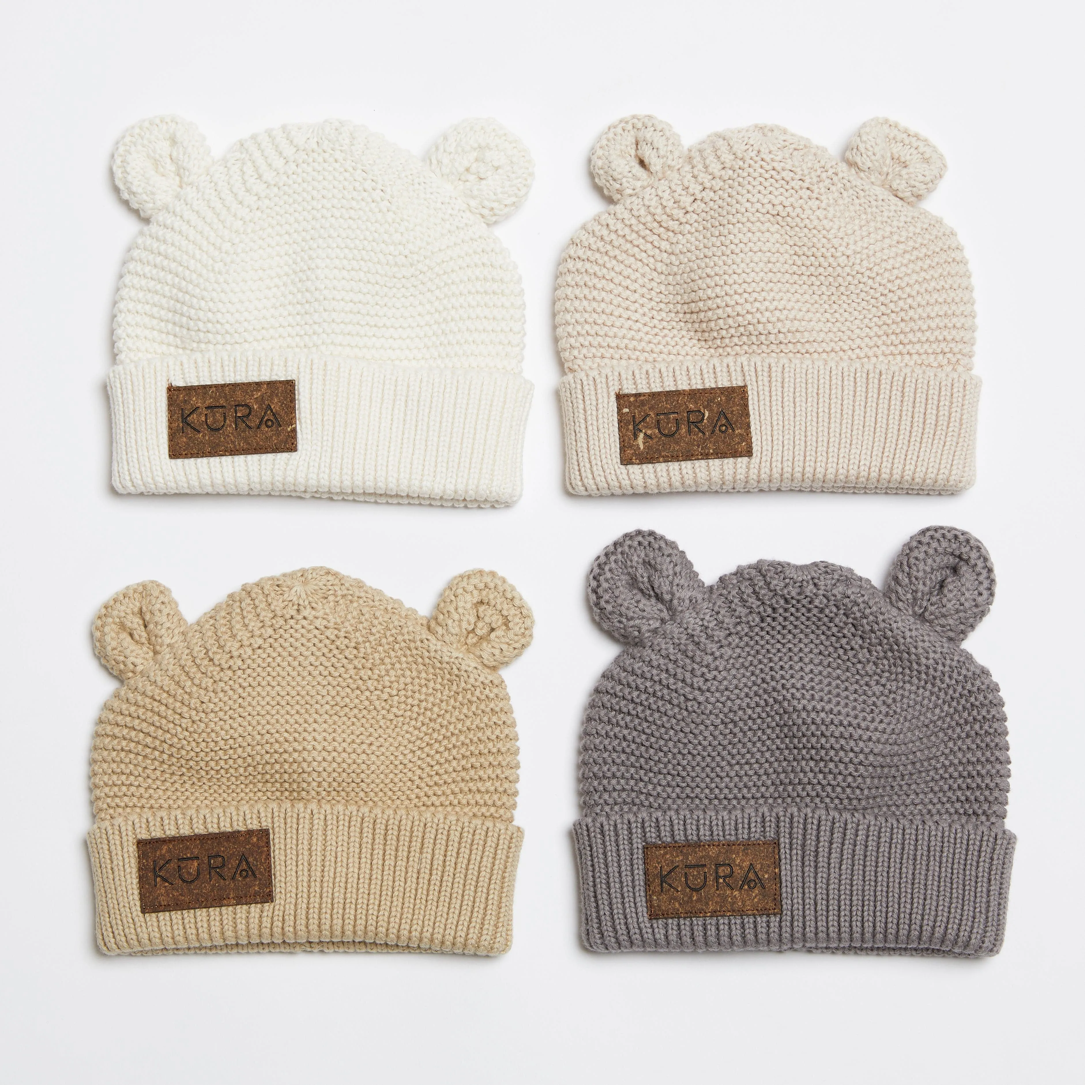 Organic Beanie Hat in Chalk