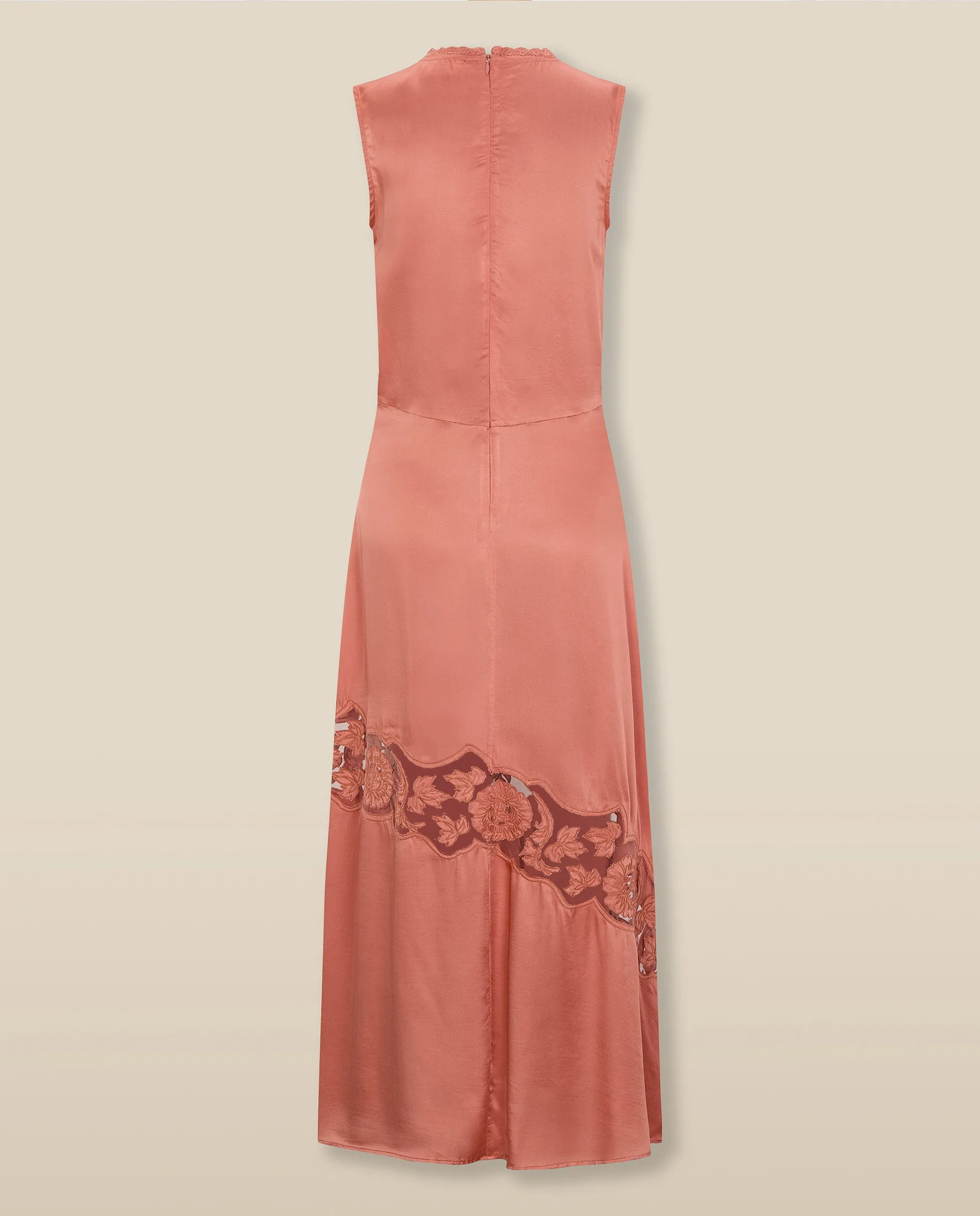 PAMPITA | Peach Pink Embroidery Detail Long Dress