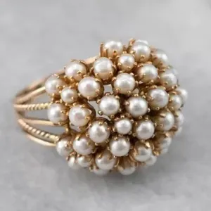 Personality Exquisite Geometry Gold Color Inlay Pearls Rings For Women Wedding Engagement Fashion Jewelry