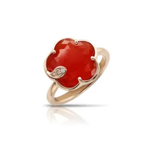 Petit Joli 18K Rose Gold Carnelian & Diamond Flower Ring