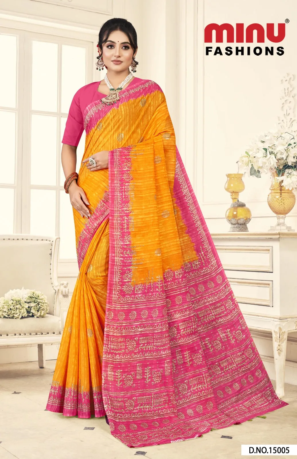 Premium Malai Cotton Prativa Batik Saree