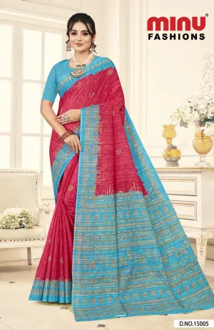 Premium Malai Cotton Prativa Batik Saree
