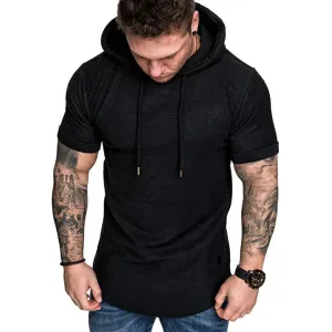 Premium Men’s Short-Sleeve Hoodies: Casual Solid Color Sweatshirts for the Modern Man