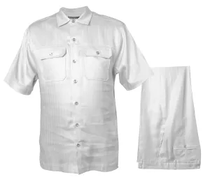 Prestige Men's White High-End Short Sleeve Shirt & Pants Set