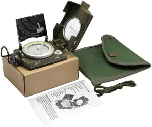 Professional Military Metal Sighting Compass Outdoor Army Clinometer Hiking Gear Compass for Lensatic Sighting Waterproof Durable Inclinometer Camping Scount Geology Activities Boating