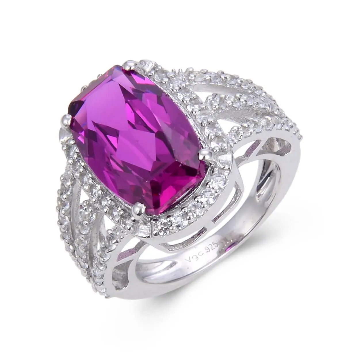 Purple Sapphire Cushion Statement Ring