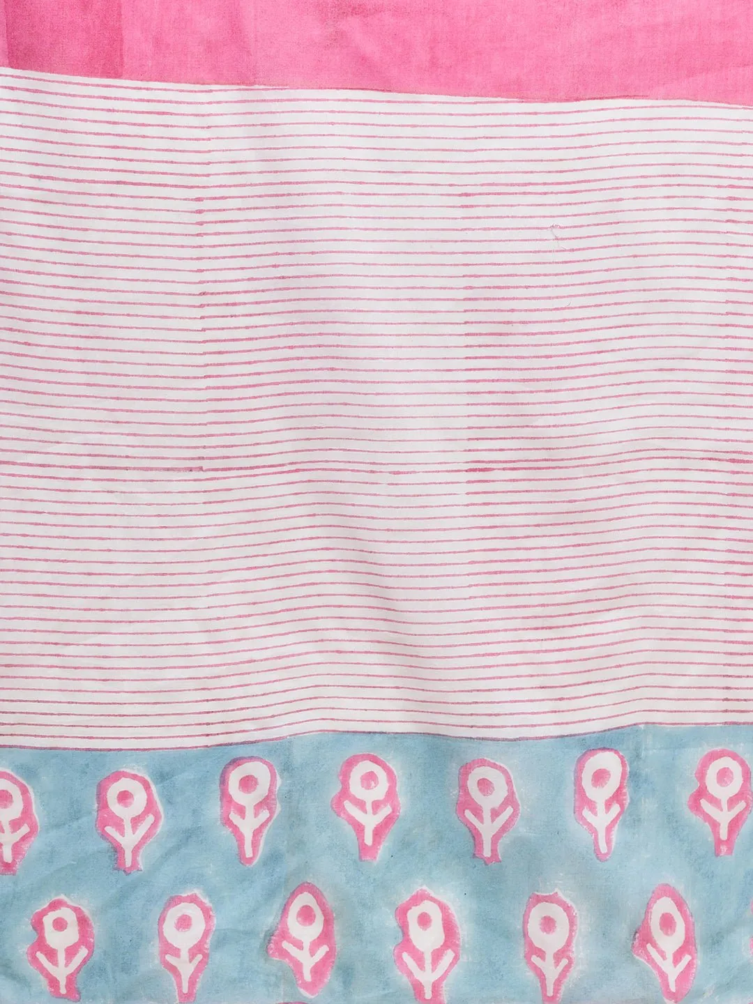 "Mandevilla Pink" HANDBLOCK PRINT MUL COTTON SAREE
