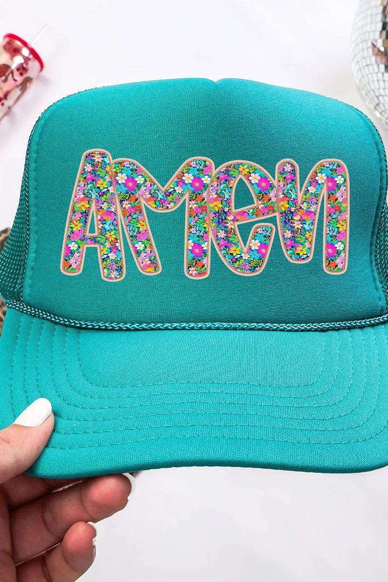 Radiant Amen Floral Otto Jade Foam Front Trucker Hat