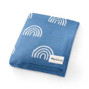 Rainbow Knit Swaddle Blanket - Blue