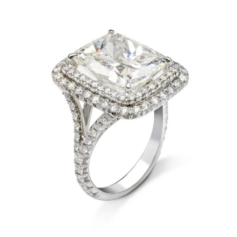 Rectangle Bling Zircon Engagement Ring for Women Wedding S925 Jewelry