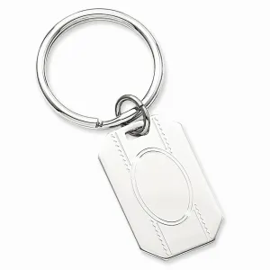 Rhodium Plated with Engraveable Area Key Ring