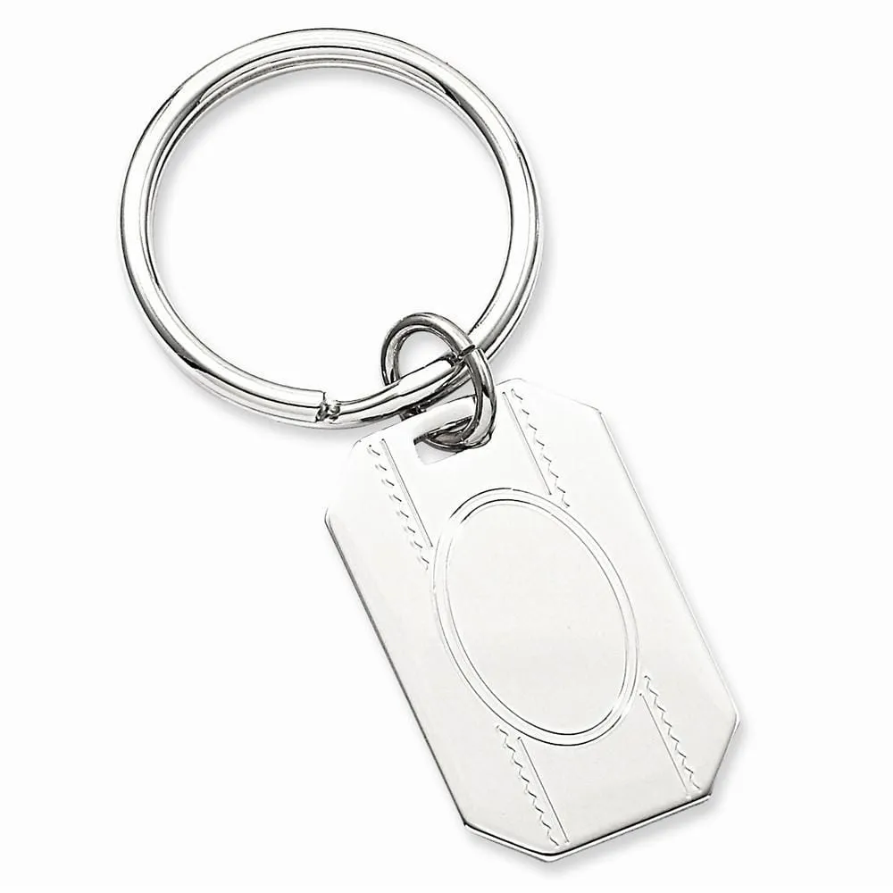 Rhodium Plated with Engraveable Area Key Ring