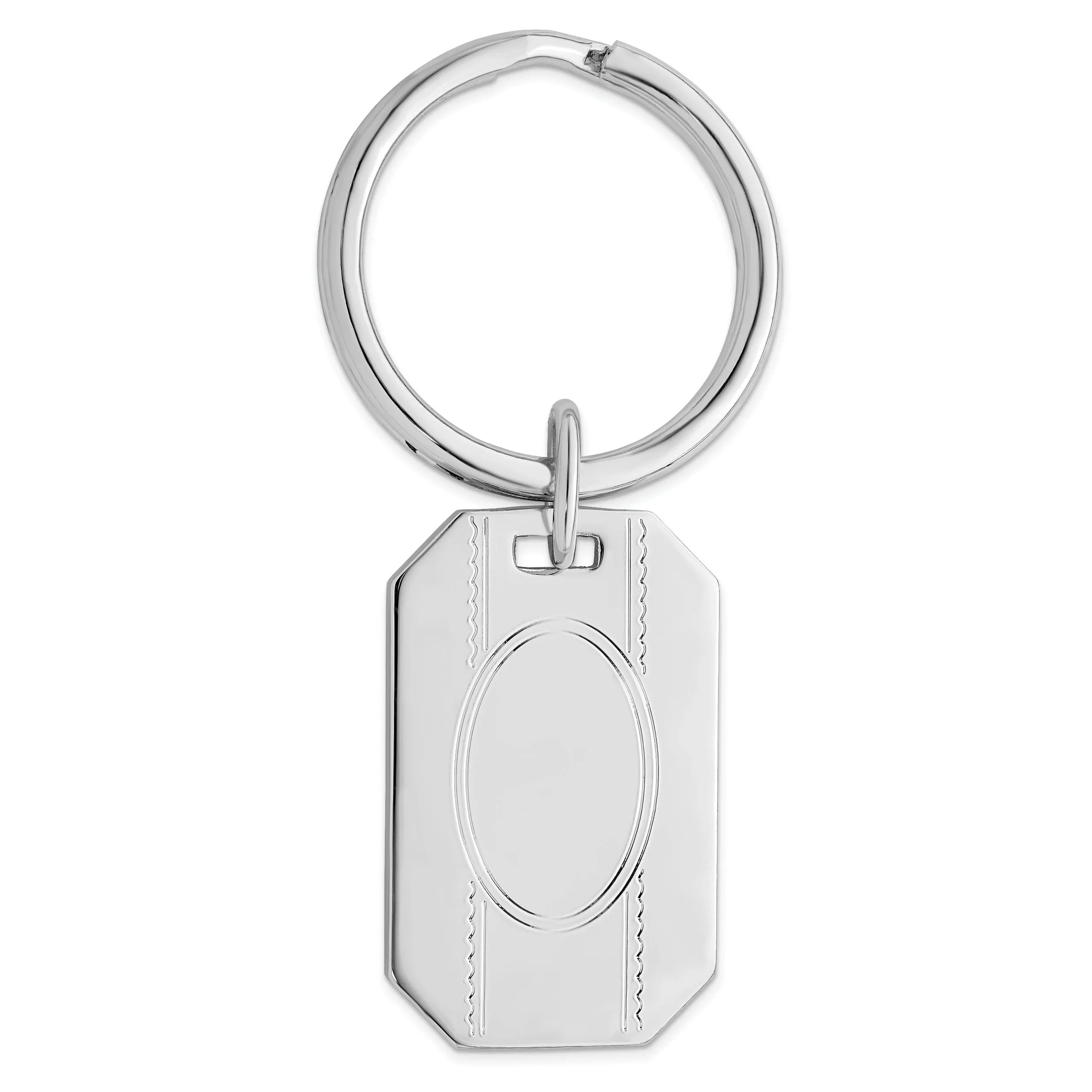Rhodium Plated with Engraveable Area Key Ring