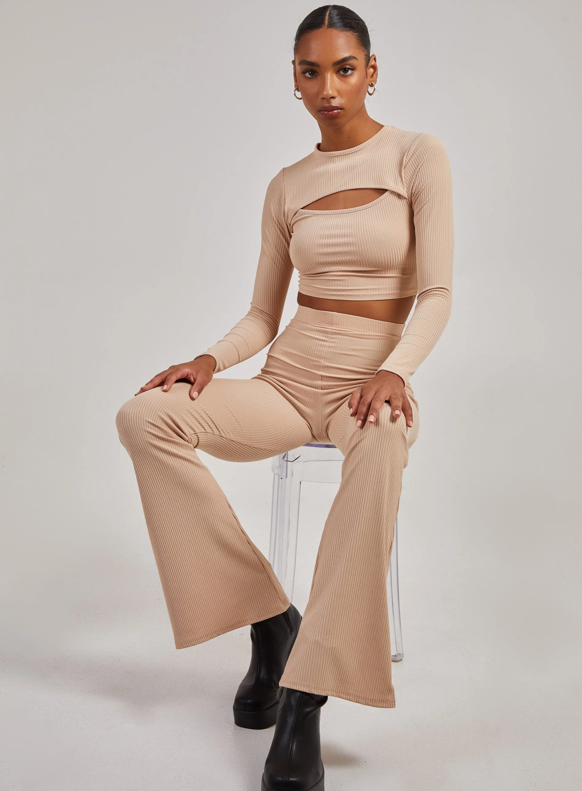 Ribbed Long Sleeve Letterbox Top