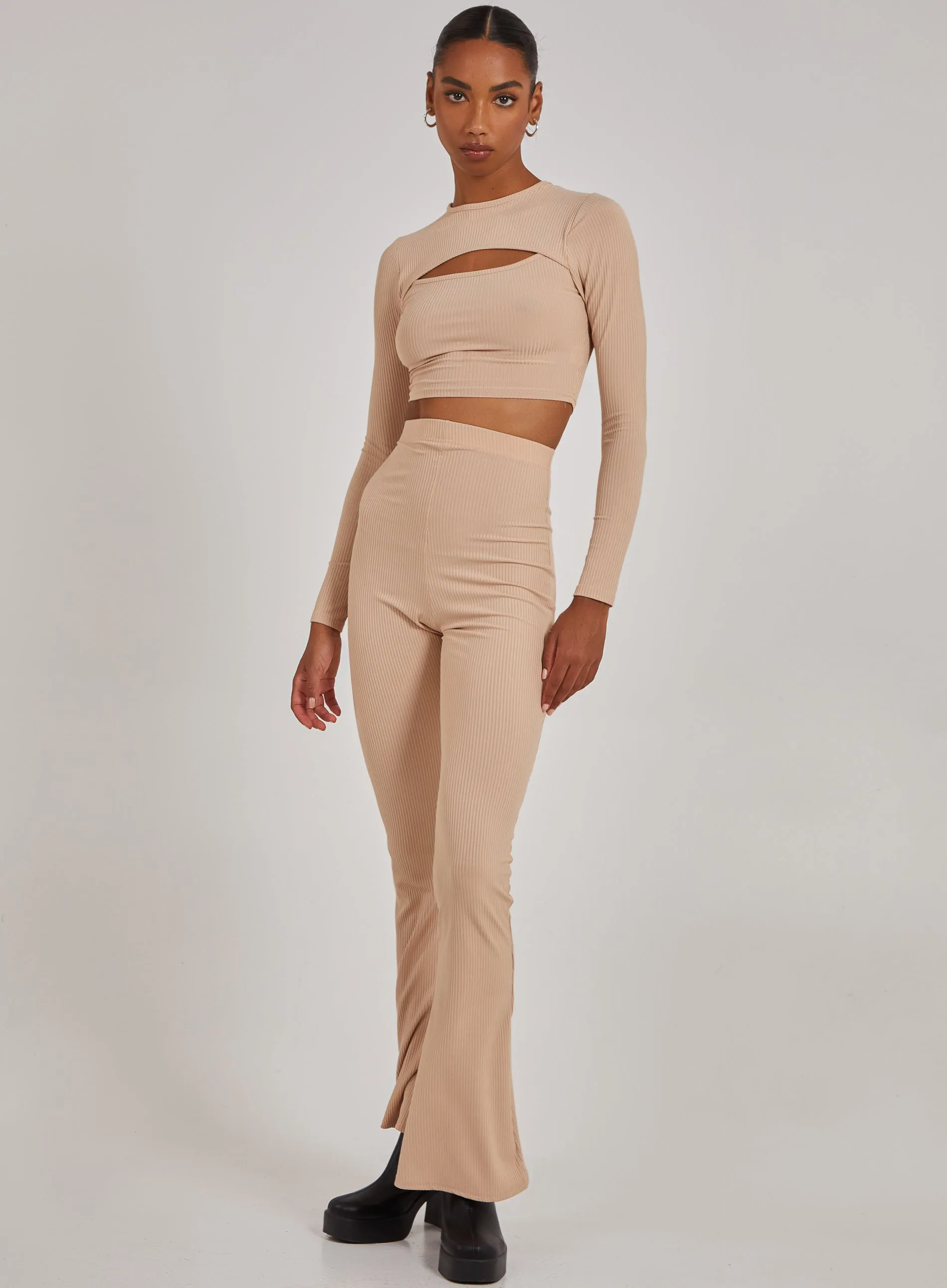 Ribbed Long Sleeve Letterbox Top