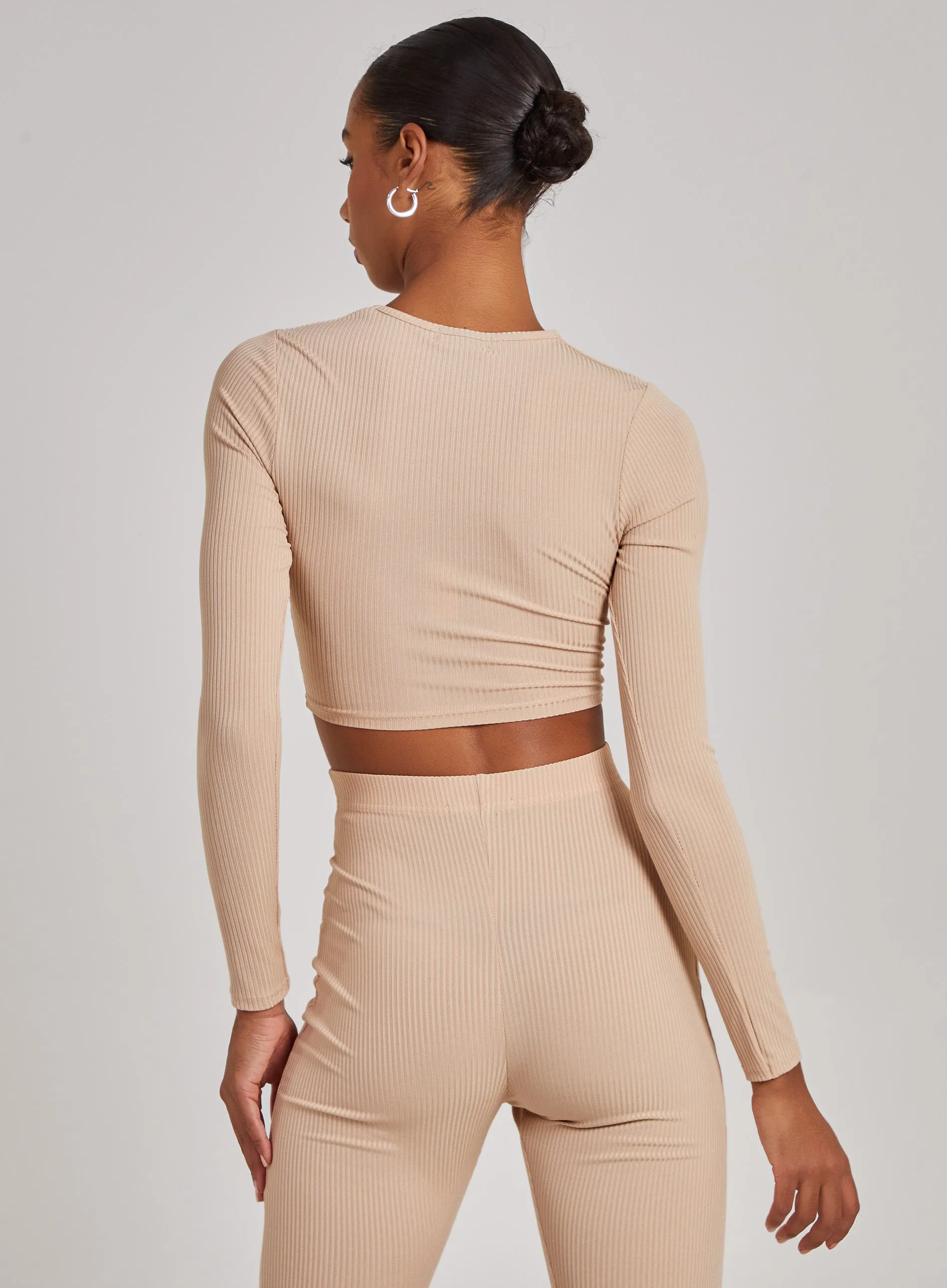 Ribbed Long Sleeve Letterbox Top