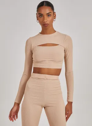 Ribbed Long Sleeve Letterbox Top