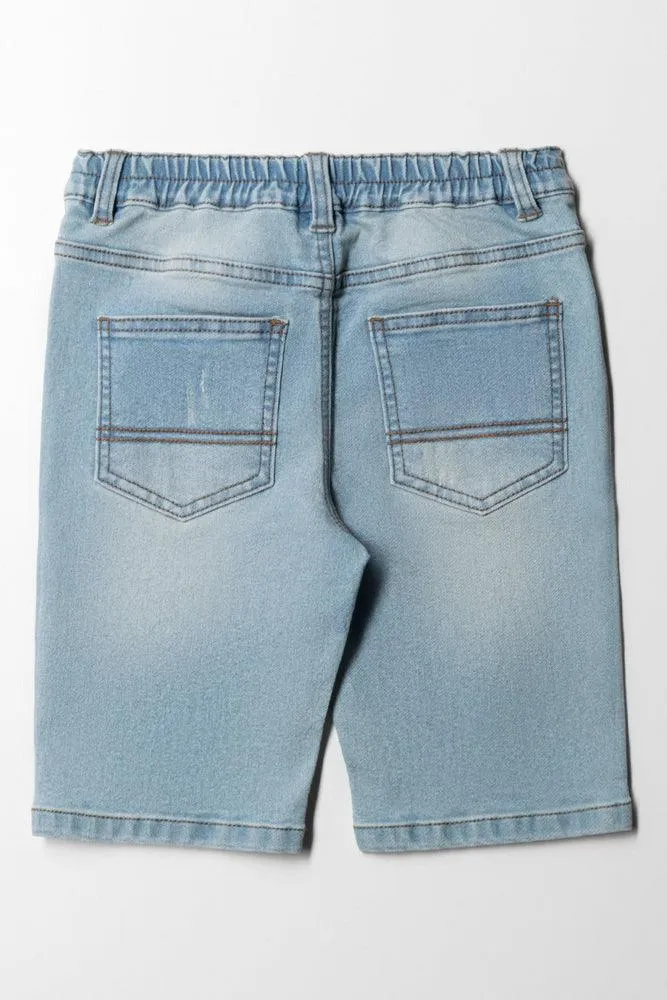 Ripped Denim Shorts Blue