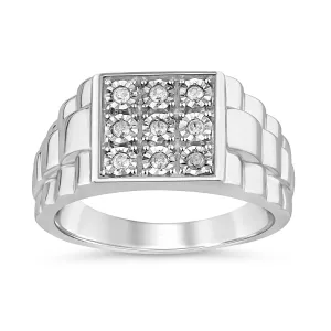 Rolex Look Men's Ring with 0.15ct of Diamonds in Sterling SIlver