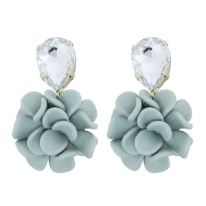 Roman Light Mint Dahlia Dangle Drop Crystal Earrings - Taurus
