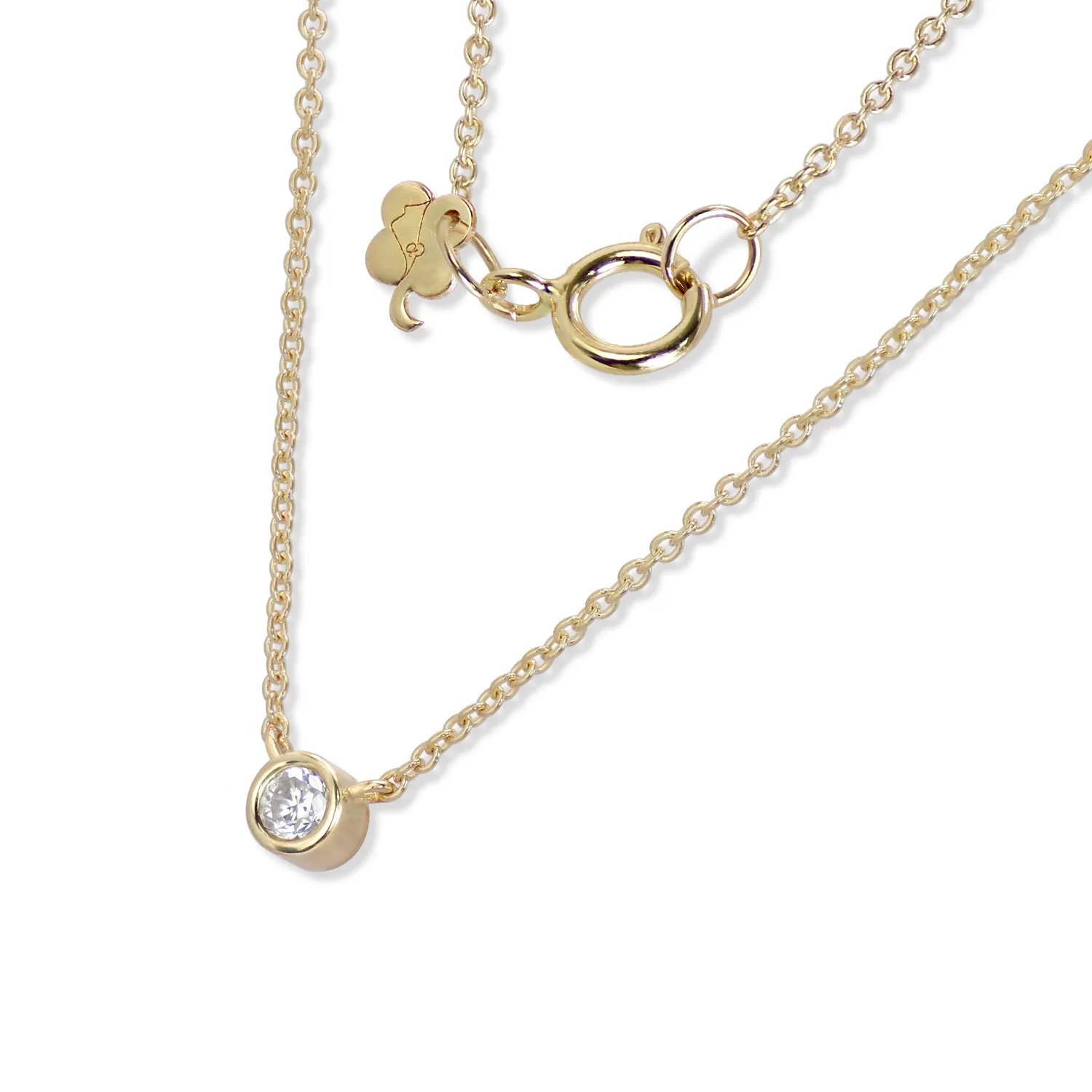 Round Delicate Diamond Necklace 2.3mm