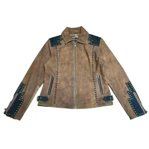 Scully Women's Brown / Black Suede Studded Western Jacket