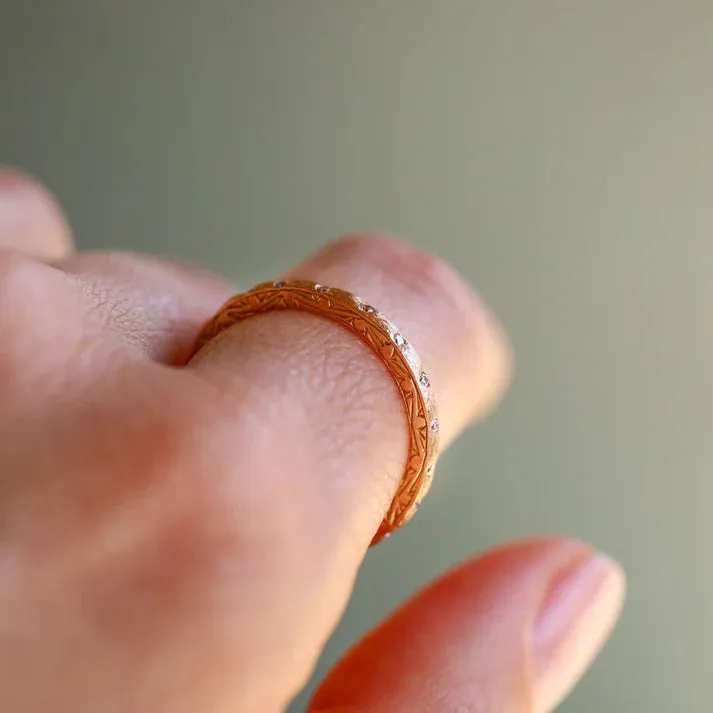 Sethi Couture 18K Rose Gold Dunes Narrow White Diamond Band