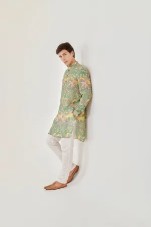 Shaye Green Floral Ganganagery Kurta