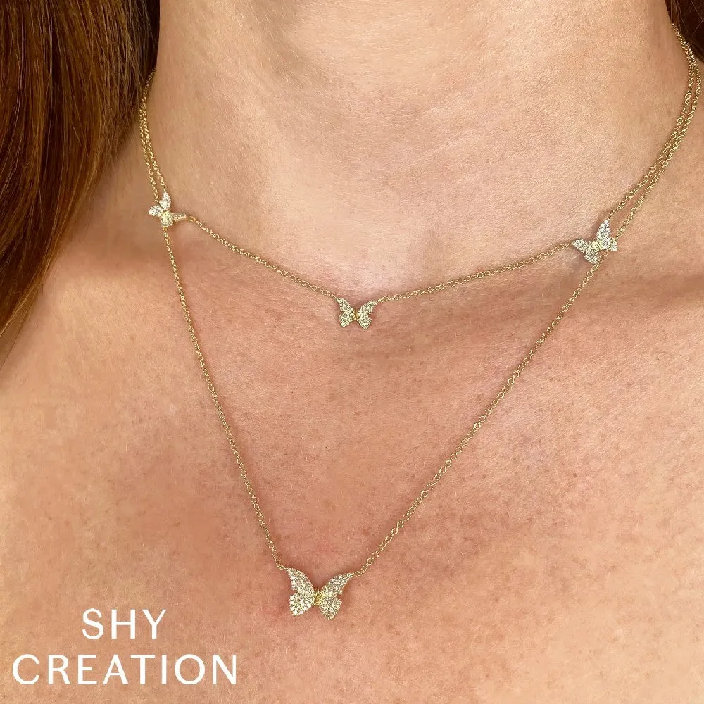 Shy Creation Diamond Butterfly Necklace