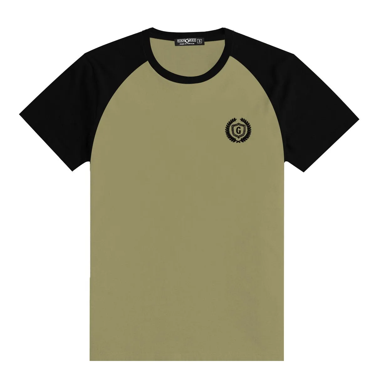 Signature Embroidered Contrast Sleeves Raglan Tee Shirt