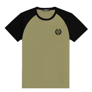 Signature Embroidered Contrast Sleeves Raglan Tee Shirt