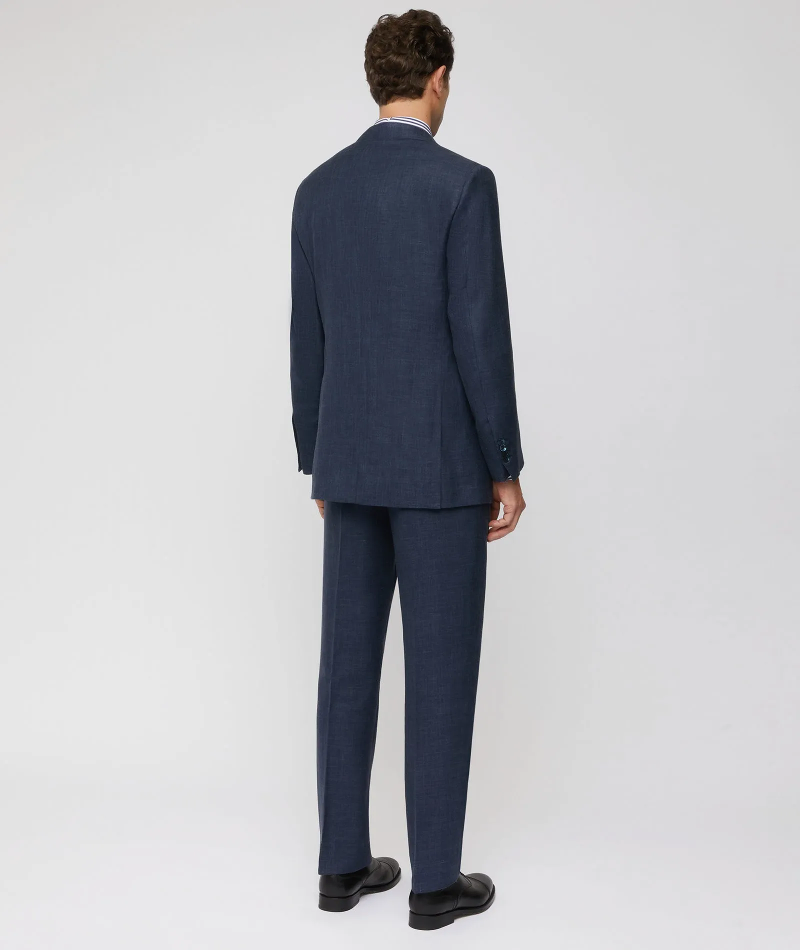 Signature suit in denim blue cashmere-silk-linen twill
