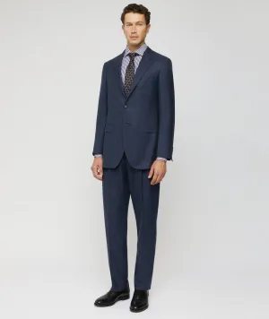 Signature suit in denim blue cashmere-silk-linen twill
