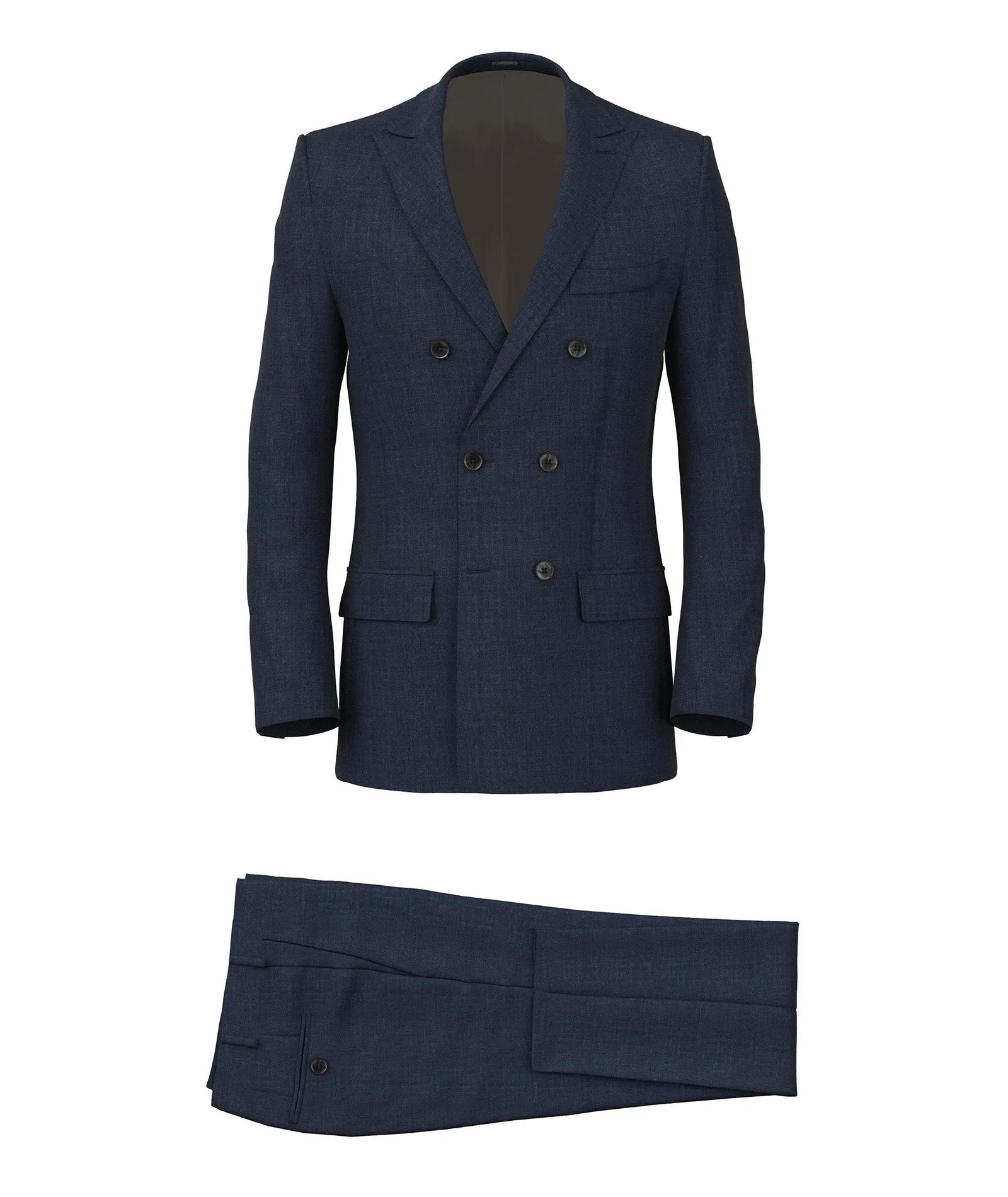 Signature suit in denim blue cashmere-silk-linen twill