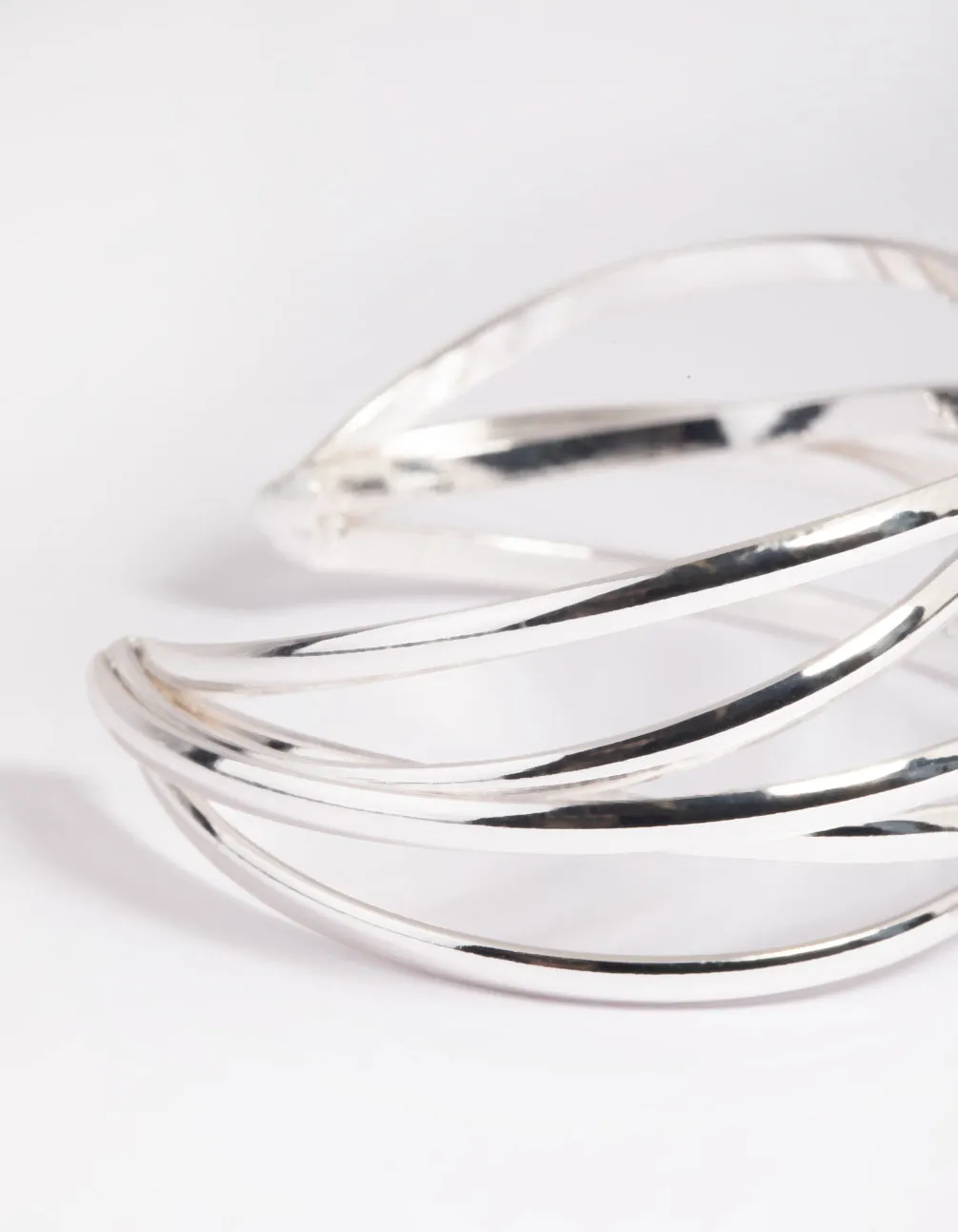 Silver Cross Over Cuff Bracelet