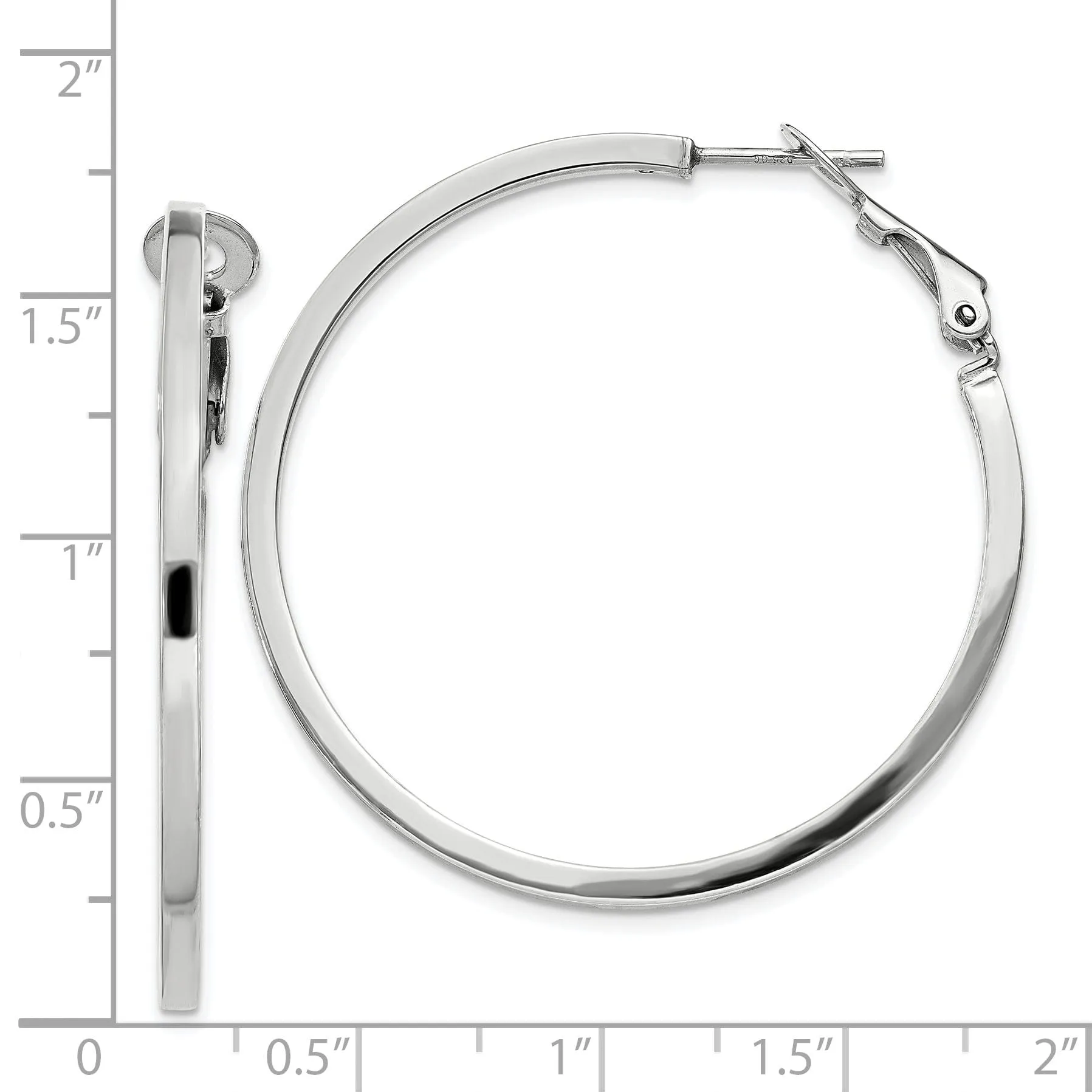 Silver Hollow Omega Clip Back Hoop Earrings
