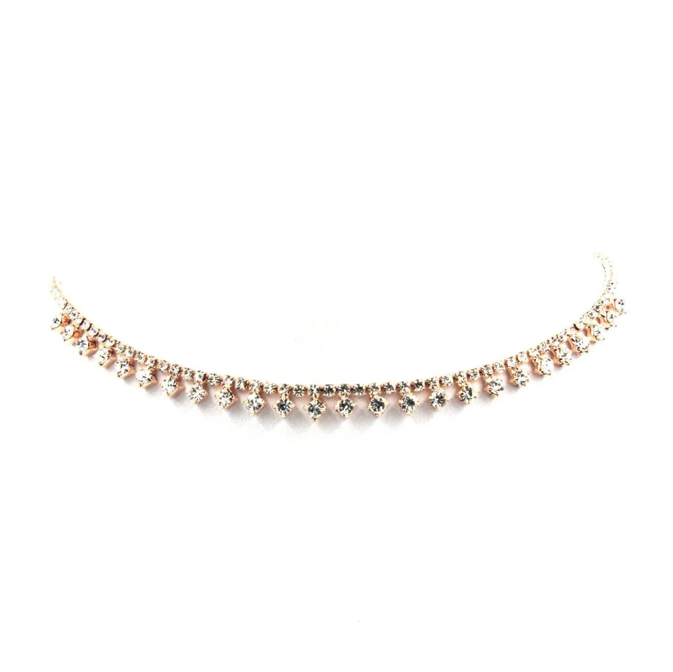 Single Line with Dangling Point Rhinestone Choker