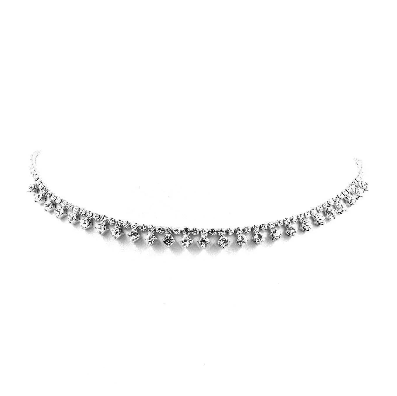 Single Line with Dangling Point Rhinestone Choker