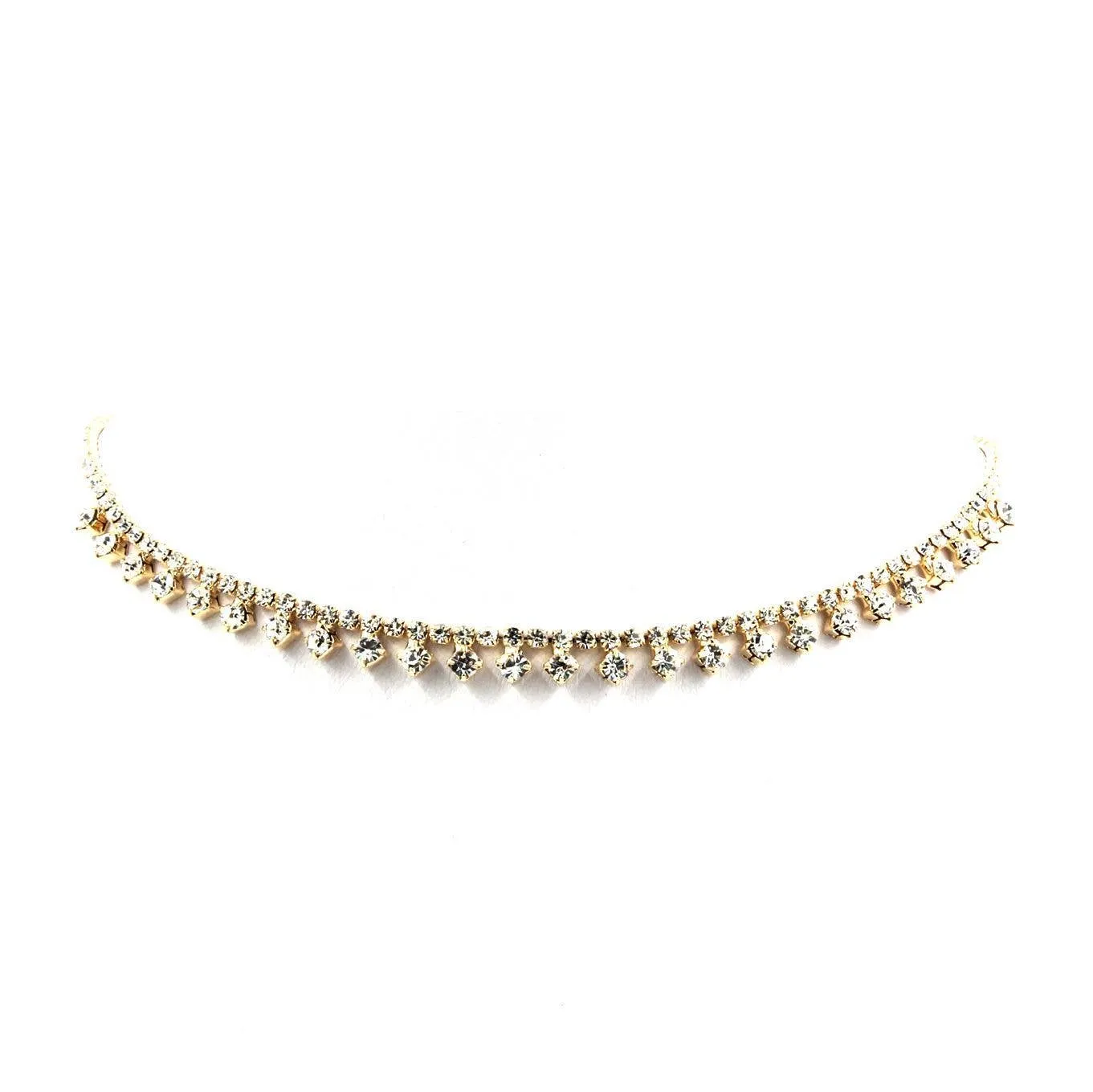 Single Line with Dangling Point Rhinestone Choker