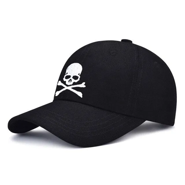 Skull & Crossbones Embroidery Adjustable Buckle back Hat