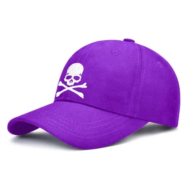 Skull & Crossbones Embroidery Adjustable Buckle back Hat