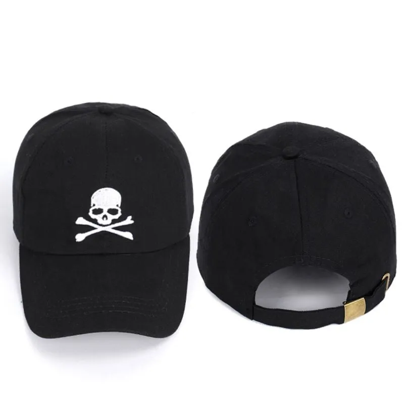 Skull & Crossbones Embroidery Adjustable Buckle back Hat