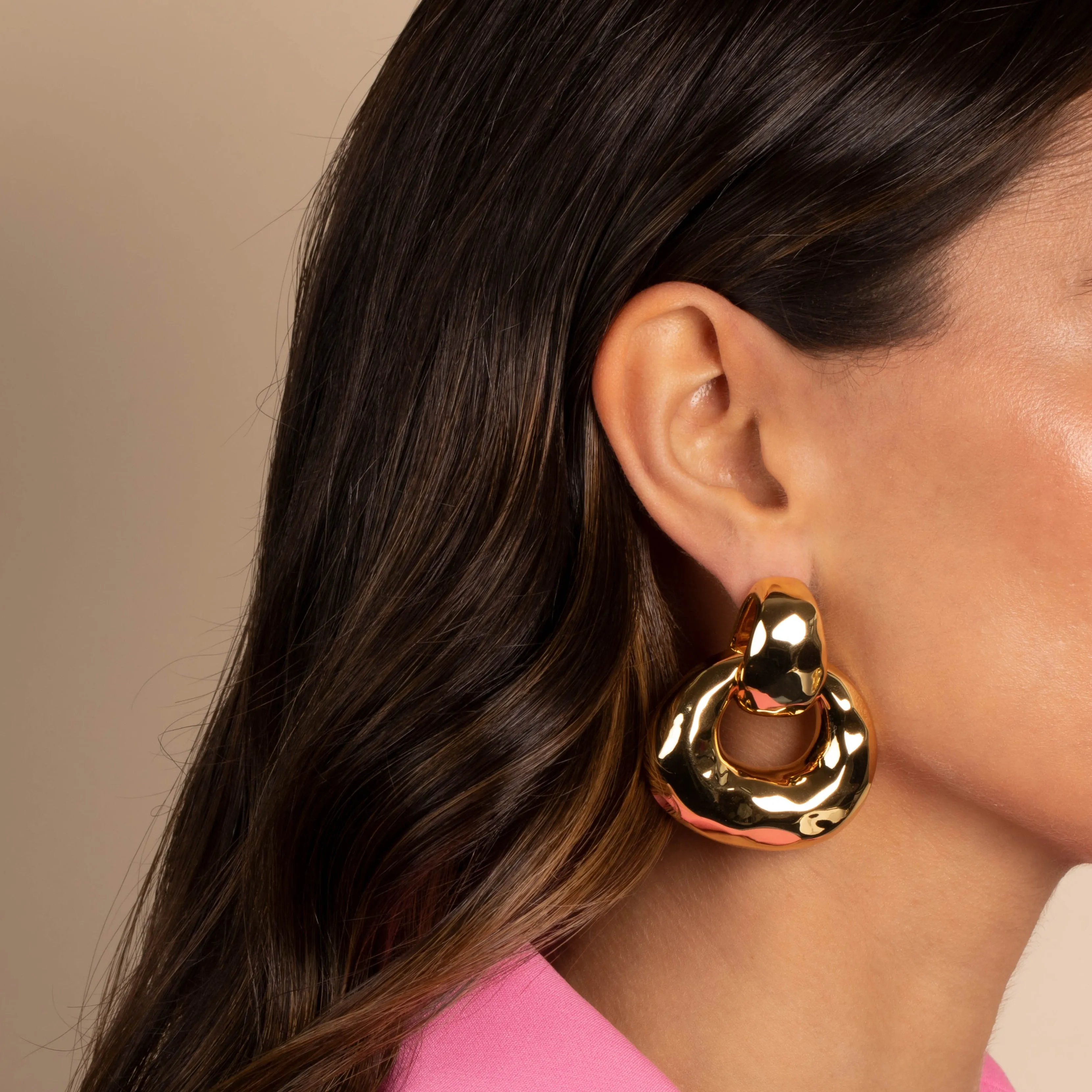 Solid Open Drop Stud Earring