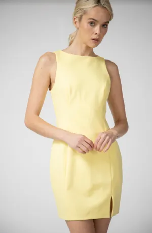 Solid Round Neck Sleeveless Slit Mini Dress