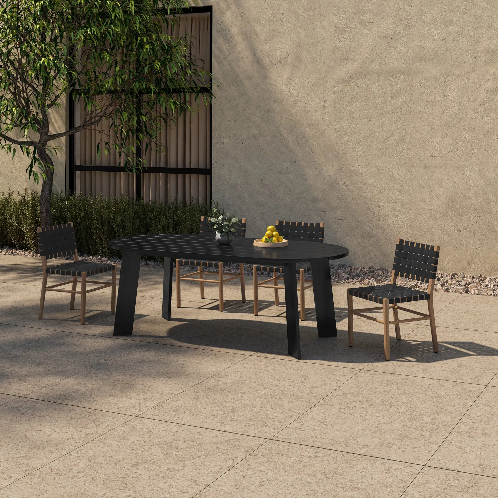 Sophisticated Angular Oval Outdoor Table