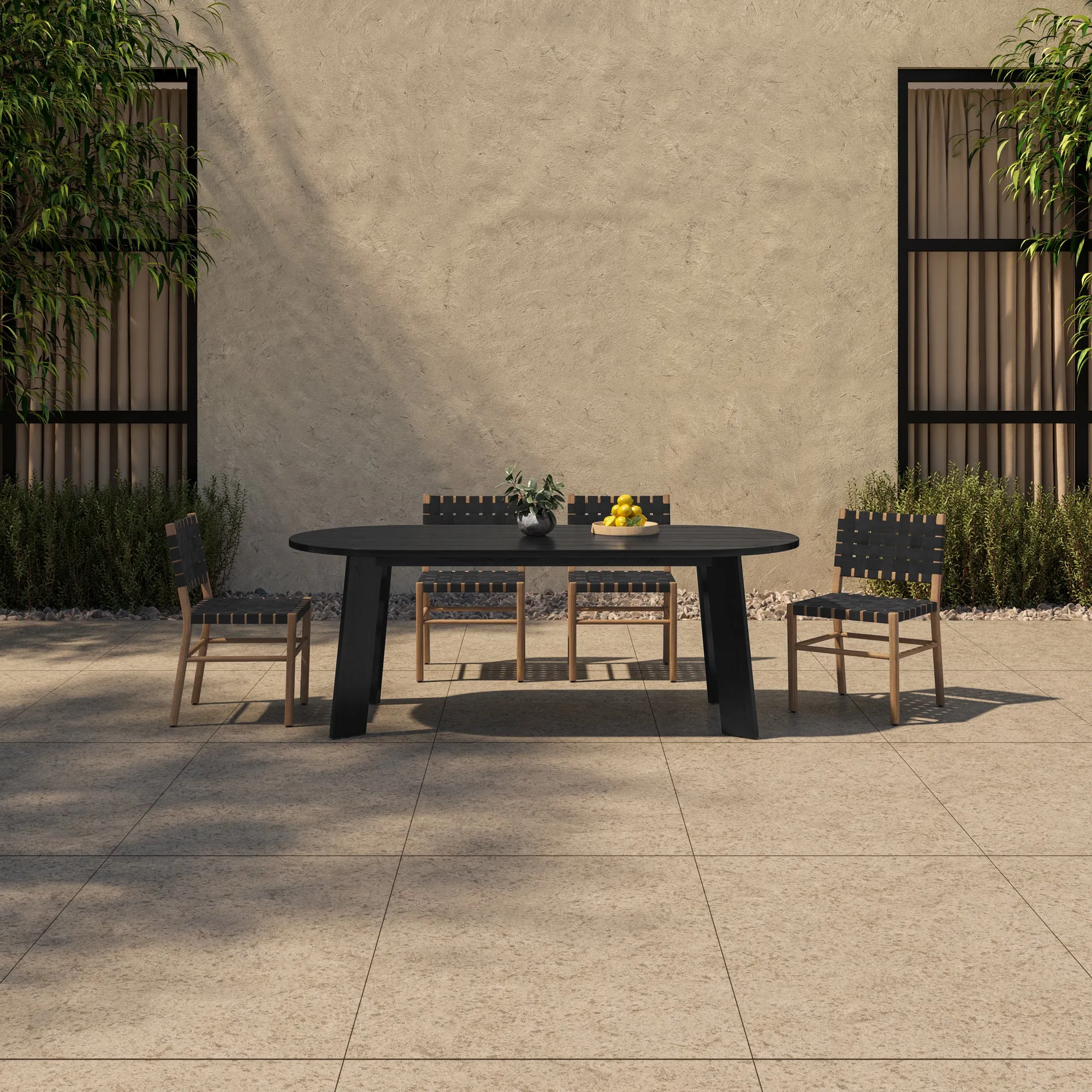 Sophisticated Angular Oval Outdoor Table